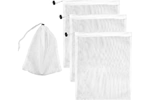 CHONGQILAO 4 Stück Weiß Pool Filterbeutel, Reinigung Netzbeutel für Pool, Auffangbeutel Ersatz Netz Pool-Reinigungsbeutel für Poolsauger, Poolreiniger Beutel Poolsauger Filtersack für Pools, Aquarien, Teiche