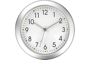 FIYSON Horloge de voiture Horlogelumineuse pour tableau de bord de voiture Horloge numérique universelle pour tableau de bord de voiture Mini-horloge analogique pour bateau, vélo, SUV, moto. (Blanc)