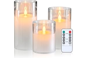 CUBTEM Velas LED Efecto Llama,3PCS Vela LED, Velas Pilas con Mando a Distancia y Función de Temporizador, Velas Eléctricas, Lampara LED Recargable,Velas Decorativas para Interior y Exteriores