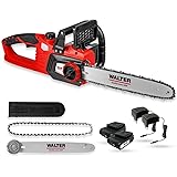 WALTER Li-Ion Akku-Kettensäge 40 V brushless, Kettengeschwindigkeit 13 m/s, Schnittlänge 350 mm, kraftvolle Leistung, leichte