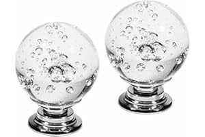 FBSHOP(TM) 30mm 2 Stück Schrank Knöpfe Bubbles Glas Kristall Kleiderschrank Türgriffe und Möbelknopf Dekorative Schrank Schublade Kommode Knopf-Transparent