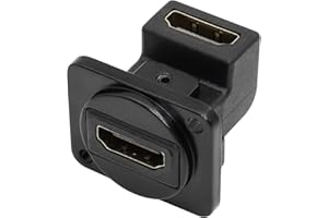 QIANRENON Adaptador de montaje en panel HDMI hembra a hembra convertidor de conector de ángulo recto de 90 grados y 270 grados para proyector de TV montado en la pared, soporte chapado en oro 3D y 4K