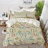 Parure de lit Adulte,Housse de Couette,Décor quadrilobe, Motif Classique Monochrome Jaune élément décoratif Illustration Art Prin,1 Housse de Couette 240 x 260cm + 2 Taies d'Oreillers 63 x 63 CM