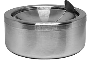 1x Aschenbecher mit Deckel aus Edelstahl 12 cm x 5,5cm | Aschenbecher für draußen und drinnen | Windaschenbecher | Klappaschenbecher | elegantes Design | WeLui