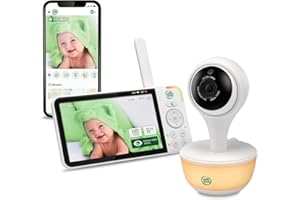 LeapFrog LF815HD inteligentna niania wideo z kolorowym wyświetlaczem HD 5", Wi-Fi, czujnikiem temperatury/wilgotności, obiektywem szerokokątnym, kolorowym światłem nocnym, 8-krotnym zoomem, funkcja