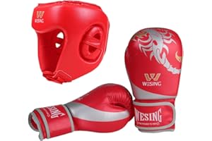 W WESING Wesing, set di guanti da boxe e copricapo per boxe, arti marziali