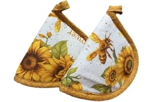 Ricami Fiorentini Baldi Set 2 Presine Cappuccio da Cucina in Cotone 100% Campanella Colorata - Prodotto Artigianale Toscano (Girasole)