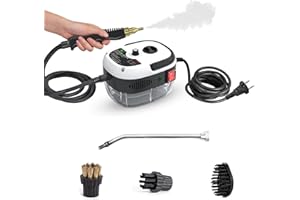 Cornesty 2500W Portable Nettoyeur Vapeur Haute Température Pressurisé Vapeur Machine De Nettoyage avec Têtes De Brosse pour Cuisine Meubles Salle De Bains Voiture (Blanc)