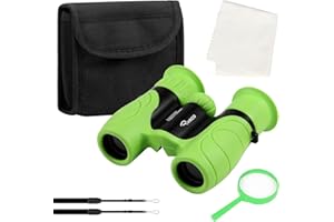 Ryaco Binoculares para niños 8x21 | Pequeños Ligeros compactos: el compañero exploradores (Verde y Negro)