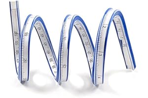 NTRUXZP Regla flexible, 30 cm regla de PVC, regla curva curvable claramente flexible curva, regla de serpiente de plástico de doble cara para oficina, escuela, dibujo técnico, carpintería, azul