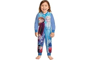 United Labels Disney Die Eiskönigin Jumpsuit für Mädchen, Blau, ELSA und Anna Frozen, Fleece Overall Langarm, Einteiler Schlafanzug, Kuschelanzug für Kinder