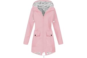 MOKBAY Chubasquero Impermeable Mujer Medio Largo Chaqueta De Trabajo Impermeable Running Abrigos con Capucha Chaquetas Deporte con Bolsillos