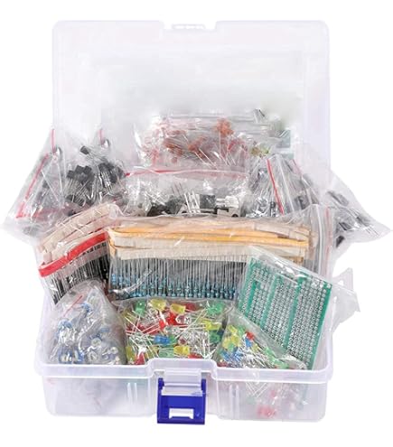 Kit Composants électroniques 1500 Pièces - Résistances, Condensateurs, LEDs, Transistors, Diodes - Avec Boîte De Rangement