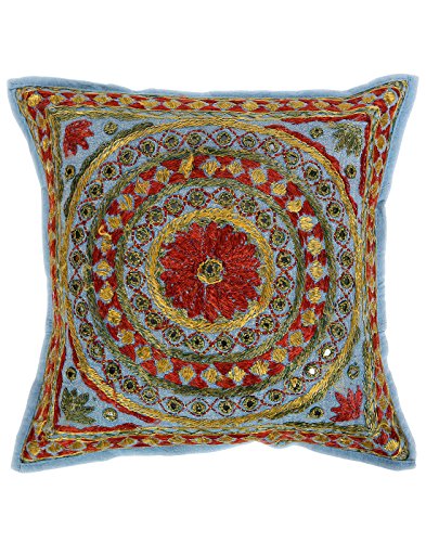 Deko blumen Baumwolle Kissenbezug spiegel Bunt Indisch Set 5 pillow case Traditional 40×40 Sofakissen Wohnzimmer Pillowcases Cushion Cover By Rajrang - 2