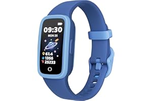 TICTIKY Reloj de Actividad Niños con Pantalla AMOLED, Monitor de Ritmo Cardíaco y Sueño, Resistente al Agua 3ATM, Podómetro, Alarma, 3 Juegos, para Niños de 5 a 10 Años