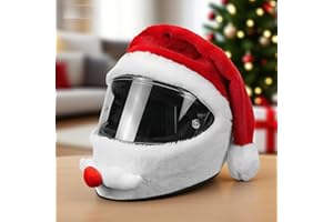 JADELINK Copri Casco Moto Babbo Natale, Copertura Protettiva per Casco Integrale per Moto Personalizzata e Creativa, Decorazioni e Regali Divertenti per Cappelli per Casco Natalizio