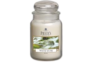 Price's Candles - Candela profumata in Vaso Vetro Grande con Coperchio in Vetro, White Musk (PBJ010689)