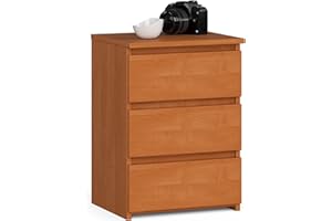 AKORD | Mesita de Noche CL3 con 3 cajones | Sala de Estar, Dormitorio, Armario, Oficina y Estudio | Diseño Moderno y Funcional | 35 x 40 x 57 cm, 26 kg | Color Aliso | Aliso