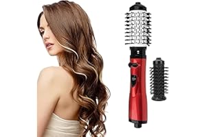 ARINAL Hot-Air Hair Brushes, 3-in-1 Hot Air Styler and Rotating Hair Dryer for Dry Hair, Curl Hair, Straighten Hair, with 2 Interchangeable Brushes, 3 Temperature Settings for Dry and Wet Hair