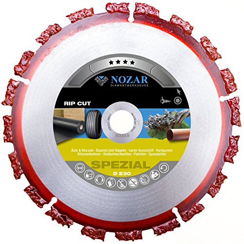 Nozar 6702164 Rip Cut HM-Trennscheibe 230 x 22,23 mm, Perfekt für alle Winkelschleifer aus Wolframcarbid Hartmetall-Segmenten, rot / silber