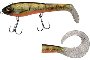 Abu Garcia Svartzonker McHybrid Pike Fishing Lure - Hybrid Hard Soft Swimbait - Bait Supplied with Paddle Tail and Curl Tail