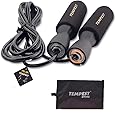 TEMPEST Polyvinyl Chlorine Skipping Jumping Rope With Adjustable Height Speed - Black With Bag