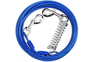 DONGKER Câble d'attache pour Chiens,Chien d'arrêt,3m/5m de Laisse pour Chien,Laisse de Cabine avec Ressort Amortisseur pour Chiens de Taille Moyenne et Grande Camping,Jardin,Course,Parc en Plein Air