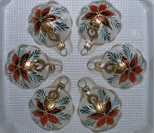 Christmas Tree Baubles "Christmas Star" 5cm/6pieces per Box by "Jingle Bells Lauscha"