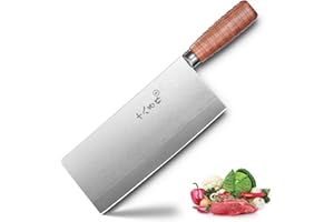 SHI BA ZI ZUO Mannaia,Coltello da Cuoco Cinese Mannaia da Cucina Professionale Coltello da Cucina con Maniglia in legno Ergonomica