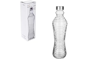 TWO TIGERS Botella de Cristal para Agua de 1 Litro. Con Tapón de Acero. Dos Tamaños A Elegir. Reutilizable, Grande, Transparente y Resistente. Apta para Nevera y Lavavajillas. (9 x 30,5 cm)