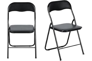 ‎LUXNOOK LuxNook 2 Stück PVC Klappstuhl klappstuhl mit Polster Starker Metallrahmen Campingstuhl Faltbarer Stuhl Bürostuhl Platzsparender Schreibtischstuhl für Gast, 150kg belastbar