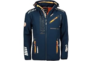 Geographical Norway Royaute Men Distribrands - Veste Softshell Homme Impermeable - Manteau Respirant À Capuche Outdoor - Blouson Coupe Vent Tactique Resistant Hiver
