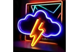 SPINNE LUCAS Cartel de neón con diseño de nube azul y amarillo, para videojuegos, decoración LED, para sala de juegos, luz de neón, señal luminosa (funciona con USB y LED)