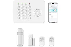 XNH 5-Piece Kit Wireless Home Security Systems, 4G/WiFi + GSM Auto Alarm System, App & Voice Control,No Monthly Fees,Alexa & Google Assistant With Motion Detector, Door Window Sensor,Remotes