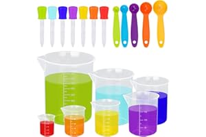 SEEDAWN Measuring Cups with Spoons and Droppers Set of 19 - Plastic Lab Graduated Beakers, Multipurpose Cooking Baking Liquid Measuring Cups, Classroom Science Exploration Measure Activity for Kids Age 5+