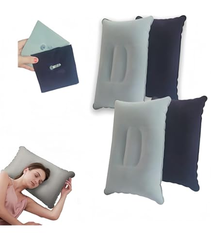 Accessori Viaggio Compatti Set 4 Cuscini Gonfiabili Da Viaggio - 47x35 Cm, Velluto, Con Pompa, Per Spiaggia, Campeggio, Auto Cuscino Pieghevole Campeggio