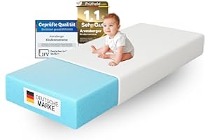 ‎ARENSBERGER Arensberger Kindermatratze Babymatratze Nora | 80x160cm Höhe 12cm | Bezug waschbar & abnehmbar | punktelastischer Gelschaum | Jugendmatratze, allergikerfreundlich Premium Bezug