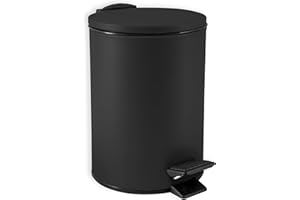 Spirella - Poubelle à Pédale Adelar - Acier Mat - Mécanisme Slow Close Silencieux - Revêtement Anti-Traces - Design Moderne et Élégant - Noir Mat - 3L