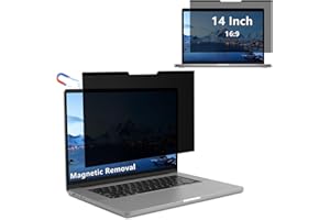 RanBluu 14 Pouces Filtre de Confidentialité Premium, Amovible Film Protecteur d'écran, Privacy Anti Espion Filtre, Anti-Lumière Bleu Film de Protection pour Écran d’Ordinateur & Moniteur 14" 16:9