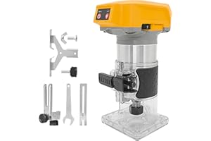 SQUAELTIRS Palm Router Trimmer Compatible with Dewalt 18V/20V Battery,Compact Wood Palm Router Tool,6 Variable Speed,1/4" Shank,for DIY Woodworking Projects