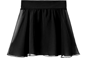 Abeillo Ballet Dance Skirt Pull On Elastic Dance Wrap Skirt Chiffon Girls Ballerina Skirts for Training, Performance