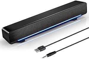 HEANTTV PC Speakers,Computer Speakers for Desktop,USB Powered & 3.5mm Jack Pc Sound bar,10W Stereo Sound,Gaming Soundbar for Monitor,Computer,Laptop -Black