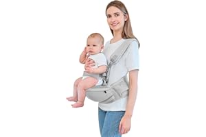 IULONEE Multifuncional Portabebé Asiento De Cadera Portabebés Ergonómico Portador De Bebé Hipseat Portador De Bebe Ergonomico Taburete De Cintura Portabebes Asiento De Cadera Para Bebé (Gris)