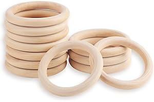 WELHAEPI 12 Pezzi Anelli in Legno Naturale, Cerchio per Decorazioni Artigianato, Creazione Gioielli, Connettori Pendenti Fai da Te - 80mm