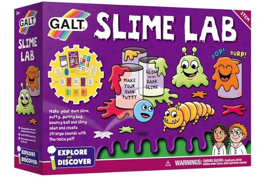 Galt Slime Lab -Explore and Discover STEM Craft and Science Set for Kids -Childrens Slime Making Kit for Boys and Girls -Includes 7 Fun Experiments, Lab Book and Step by Step Guide - Ages 5 Years Plus
