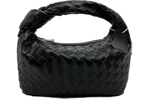 DADAPANGHU Gewebte Tasche, Retro Geknotete Geflochtene Tasche, Weiche PU Leder Handtasche Damen Umhängetasche, Mode Woven Bag, Knoten Tasche Schultertasche Damen Tote Bag Damen, Schwarze