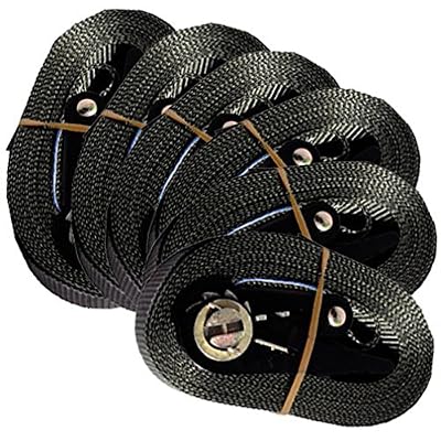 MGS SHOP® Lot de 6 sangles d'arrimage avec cliquet Noir 6 m 0,8 t Respecte la norme EN-12195-2
