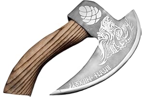 CHILGOZA Chigoza Handmade Carbon Steel Pizza Cutter | Viking-Inspired Pizza Slicer with Ash Wood Handle & Leather Wrapping | Norse Rune Design | Durable Blade & Leather Sheath (Silver Etched)