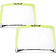 DRM Foldable Set of 2 Football Goal Net, Instant Pop Up Play Soccer Goal Net for Fiberglass Poles, Outdoor Sport Training Teens Adults Soccer with Carrying Bag,