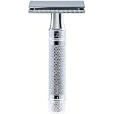 Edwin Jagger DES89KNBLAMZ Rasoio di sicurezza manuale ecologico e riutilizzabile a manico corto Classico Double Edge per uomo